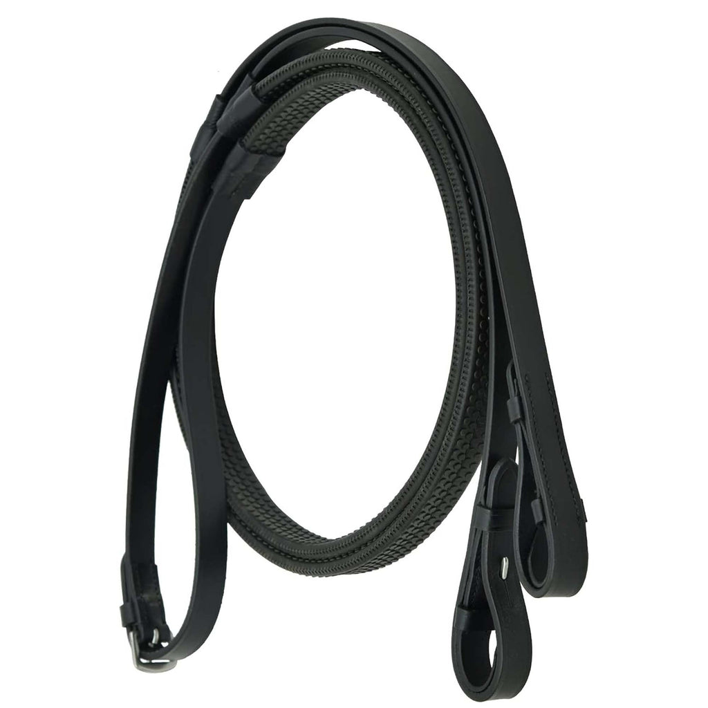 Premium Leather Rubber Grip Reins – Non-Slip Equestrian Reins with Secure Billet Ends
