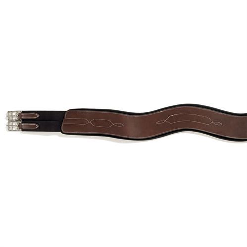 Anatomical Comfort Leather Hunter Girth – Padded English Horse Girth with Double Elastic & Roller Buckles