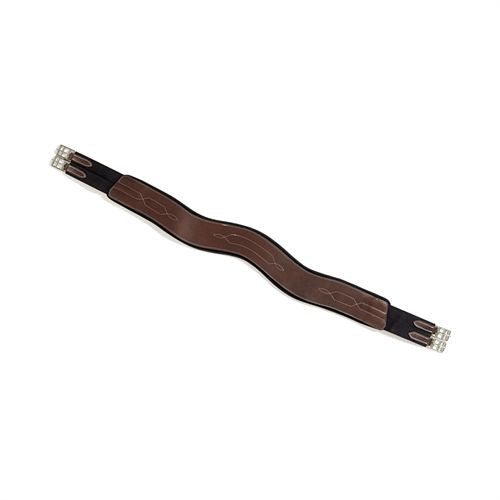 Anatomical Comfort Leather Hunter Girth – Padded English Horse Girth with Double Elastic & Roller Buckles