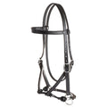 Stealth Performance Bitless Bridle – Slim Black Buffalo Leather Sidepull Bridle with Rope Noseband
