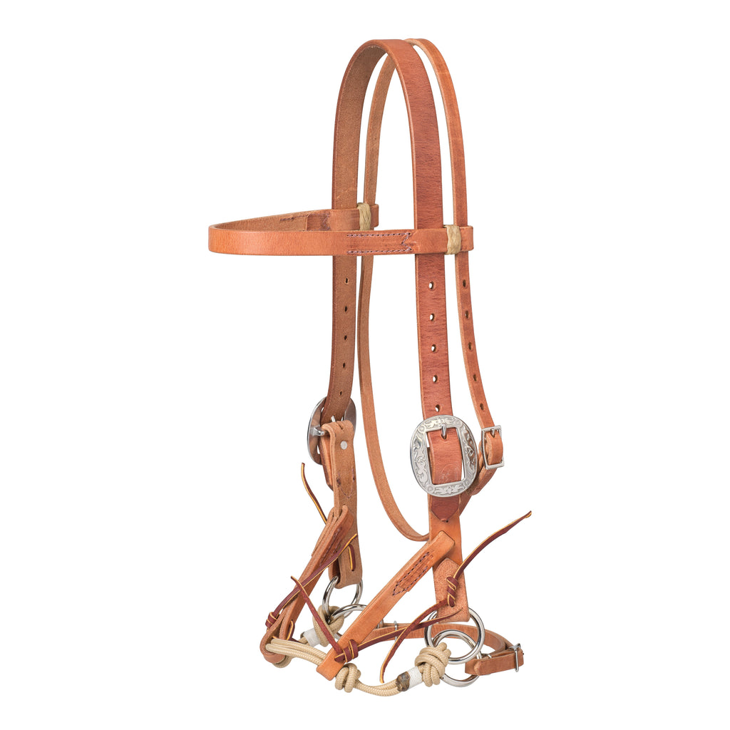 Liberty Rope Bitless Bridle – Premium Buffalo Leather Bitless Horse Bridle with Pressure-Release Rope Noseband