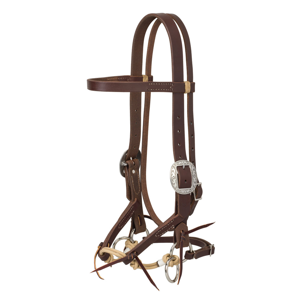 Liberty Rope Bitless Bridle – Premium Buffalo Leather Bitless Horse Bridle with Pressure-Release Rope Noseband