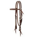Embossed Genuine Leather Horse Headstall – Floral Hardware & Contrast Stitching