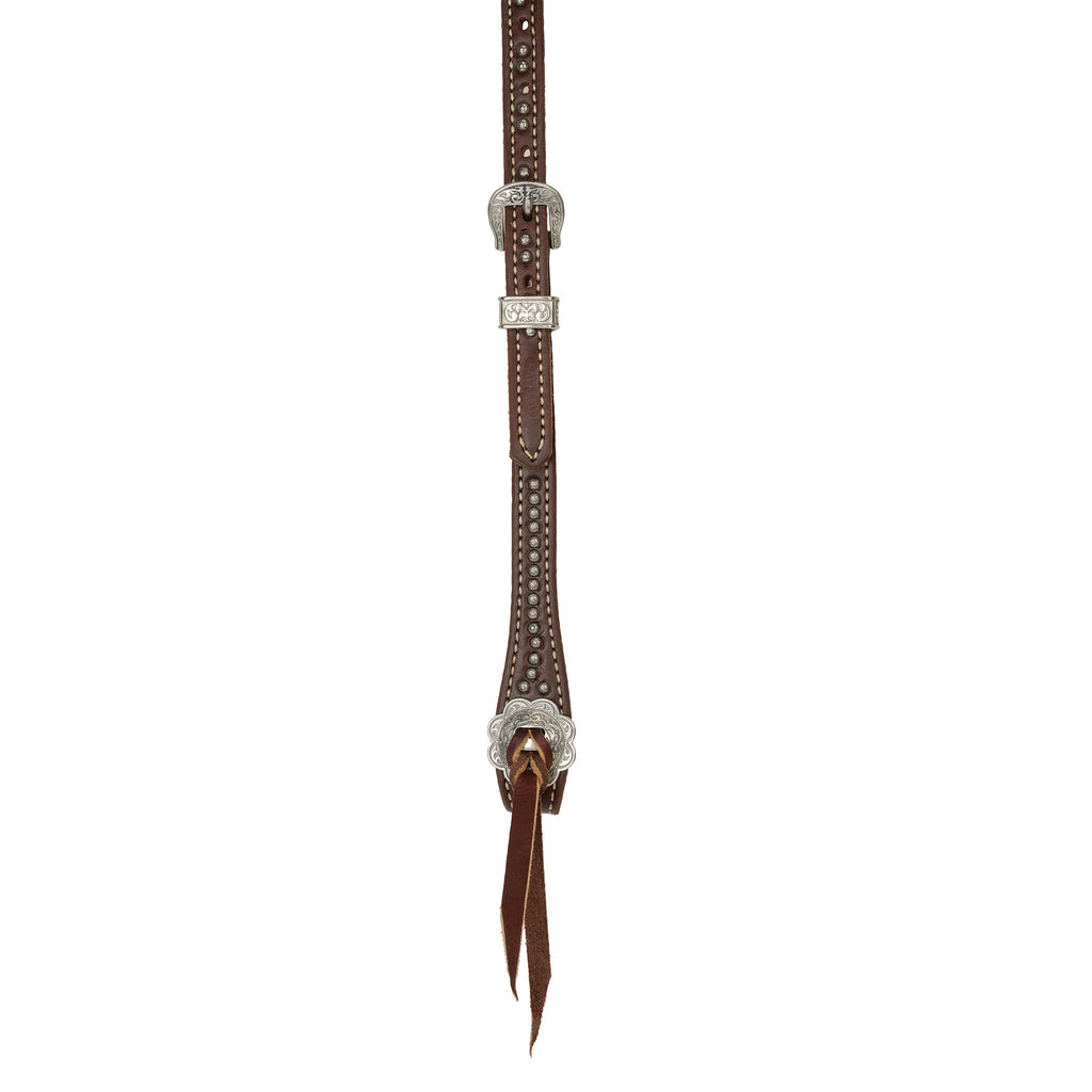 Embossed Genuine Leather Horse Headstall – Floral Hardware & Contrast Stitching