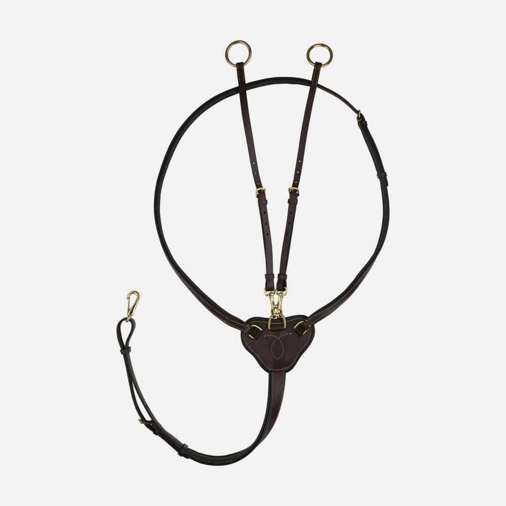 Embroidered Leather Running Martingale – Adjustable Horse Training Tack