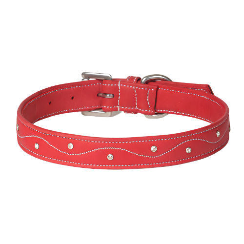 Elegant Crystal Leather Dog Collar – Soft Napa Leather with Stainless Steel Hardware
