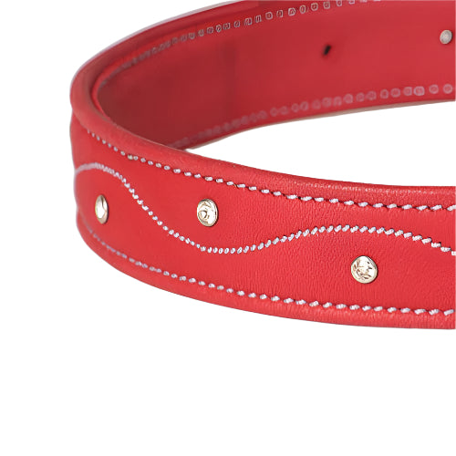 Elegant Crystal Leather Dog Collar – Soft Napa Leather with Stainless Steel Hardware