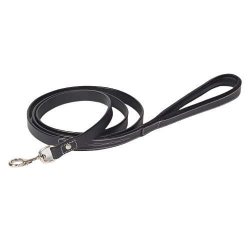 Fancy Stitched Padded Genuine Leather Dog Leash – Handcrafted Heavy-Duty Walking Lead