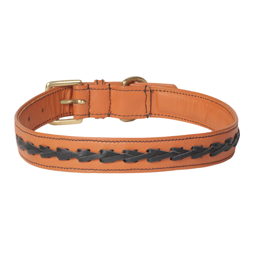 Premium Braided Napa Genuine Leather Dog Collar – Soft Genuine Leather with Brass Hardware