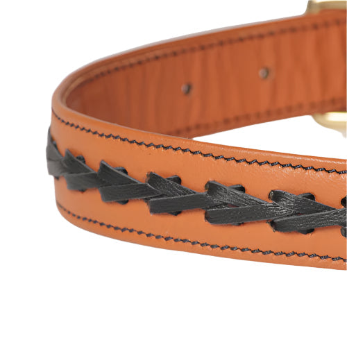 Premium Braided Napa Genuine Leather Dog Collar – Soft Genuine Leather with Brass Hardware