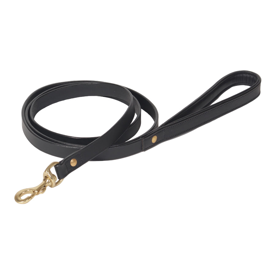 Premium Padded Handle Genuine Leather Dog Leash – Handcrafted Walking Lead with Stainless Steel Swivel Snap