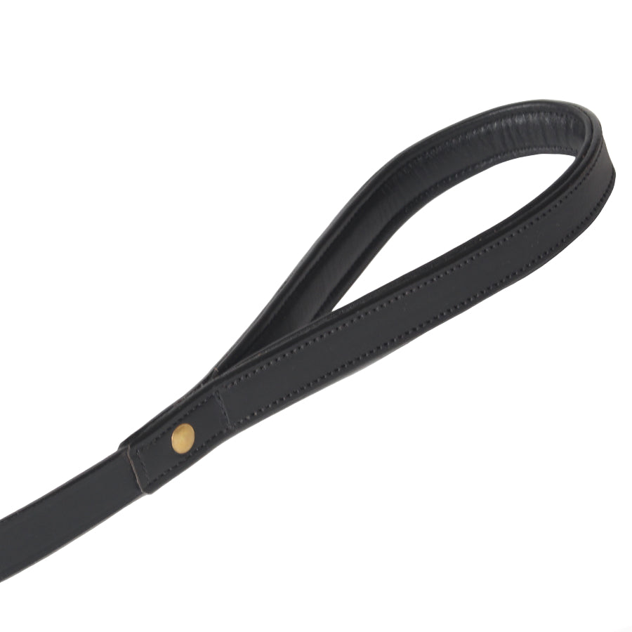 Premium Padded Handle Genuine Leather Dog Leash – Handcrafted Walking Lead with Stainless Steel Swivel Snap