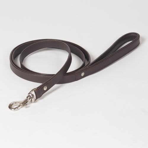 Premium Padded Handle Genuine Leather Dog Leash – Handcrafted Walking Lead with Stainless Steel Swivel Snap