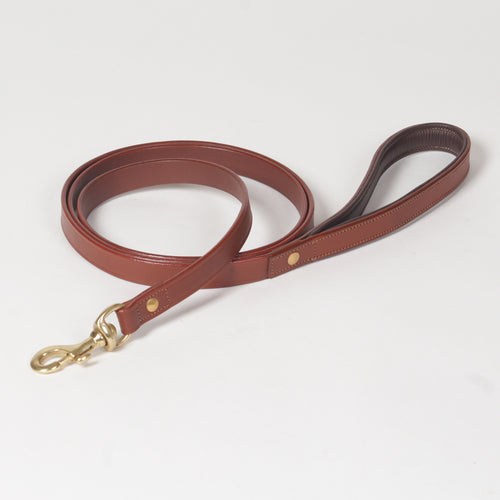 Premium Padded Handle Genuine Leather Dog Leash – Handcrafted Walking Lead with Stainless Steel Swivel Snap