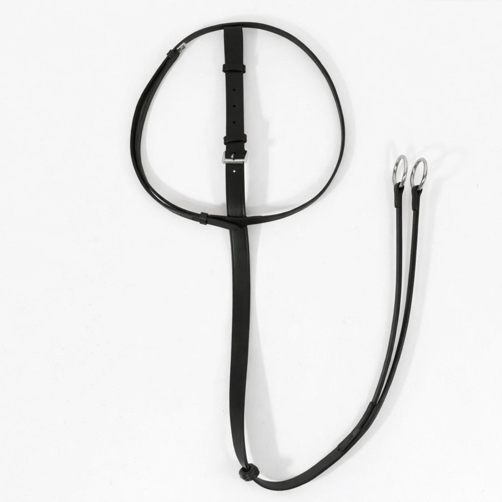 Raised Leather Standing Martingale with Double Stitch Detail – Adjustable Training Tack