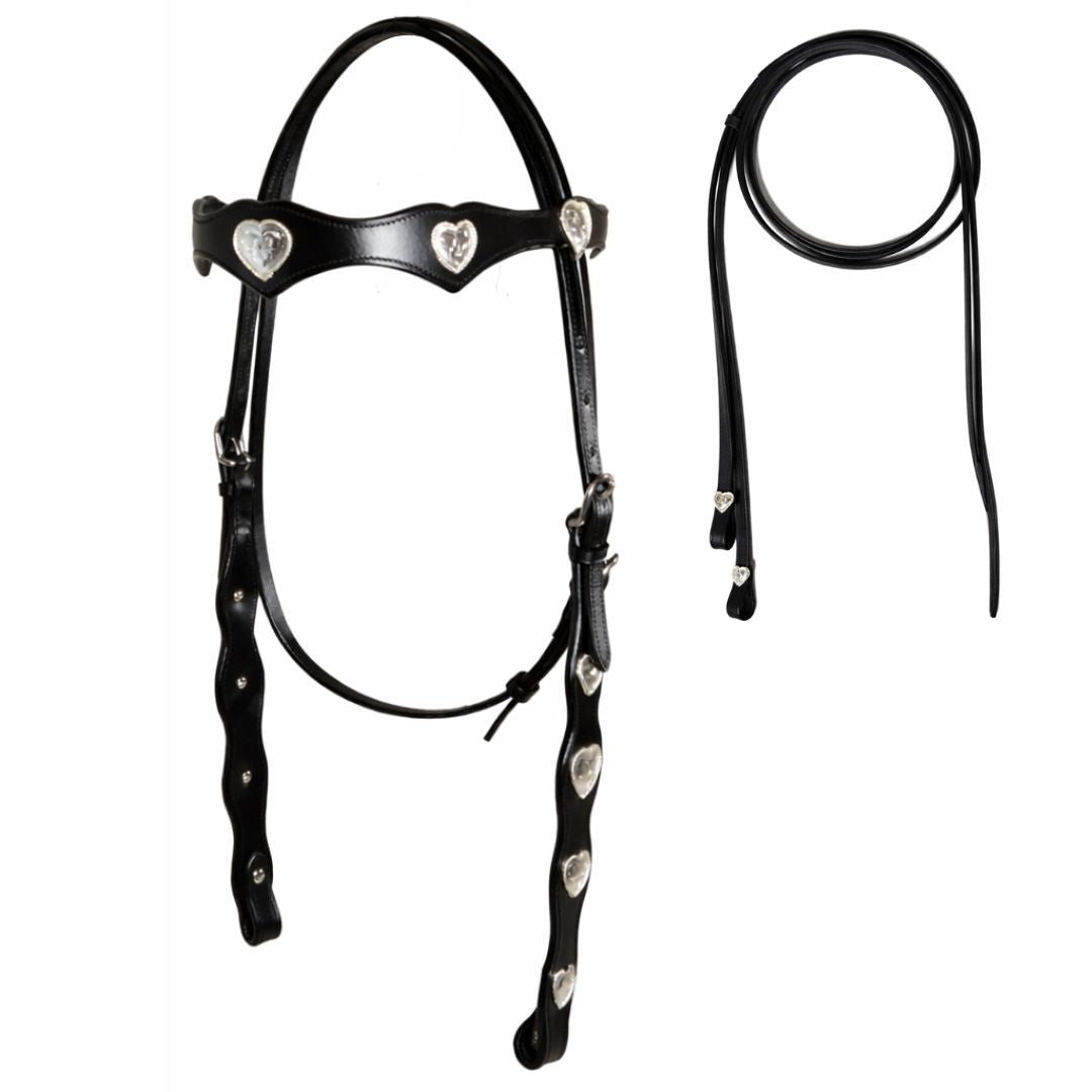 Hand-Tooled Leather Headstall & Split Reins – Decorative Western Horse Tack