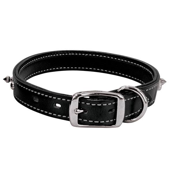Premium Spiked Genuine Leather Dog Collar – Handcrafted Studded Leather Collar with Chrome Hardware