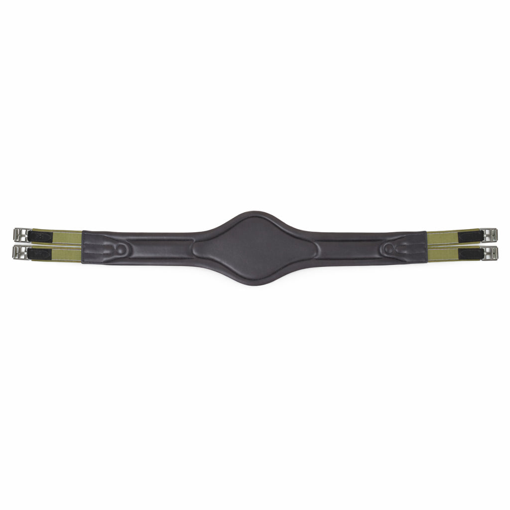 Genuine Leather Horse Girth – Padded Comfort Girth with Center Snap & Elastic Ends