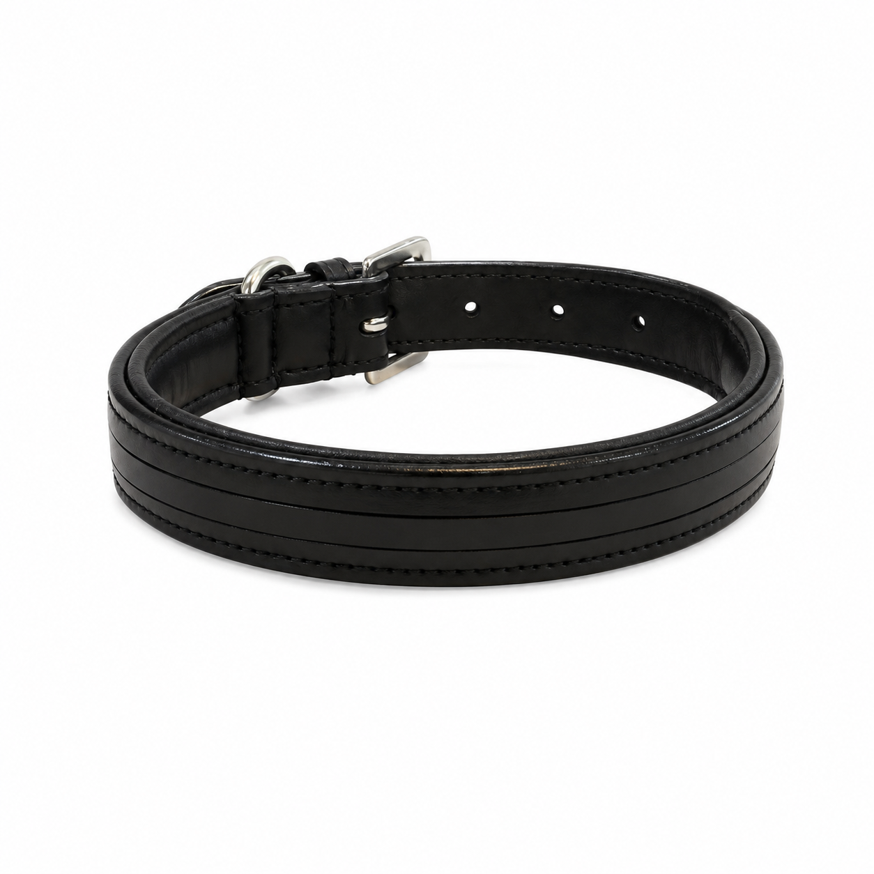 Genuine Leather Empty Channel Dog Collar – Padded Leather Collar with Heavy-Duty Stainless Steel Hardware