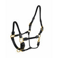 Premium Buffalo Leather & Rope Horse Halter with Solid Brass Hardware & Rolled Throatlatch