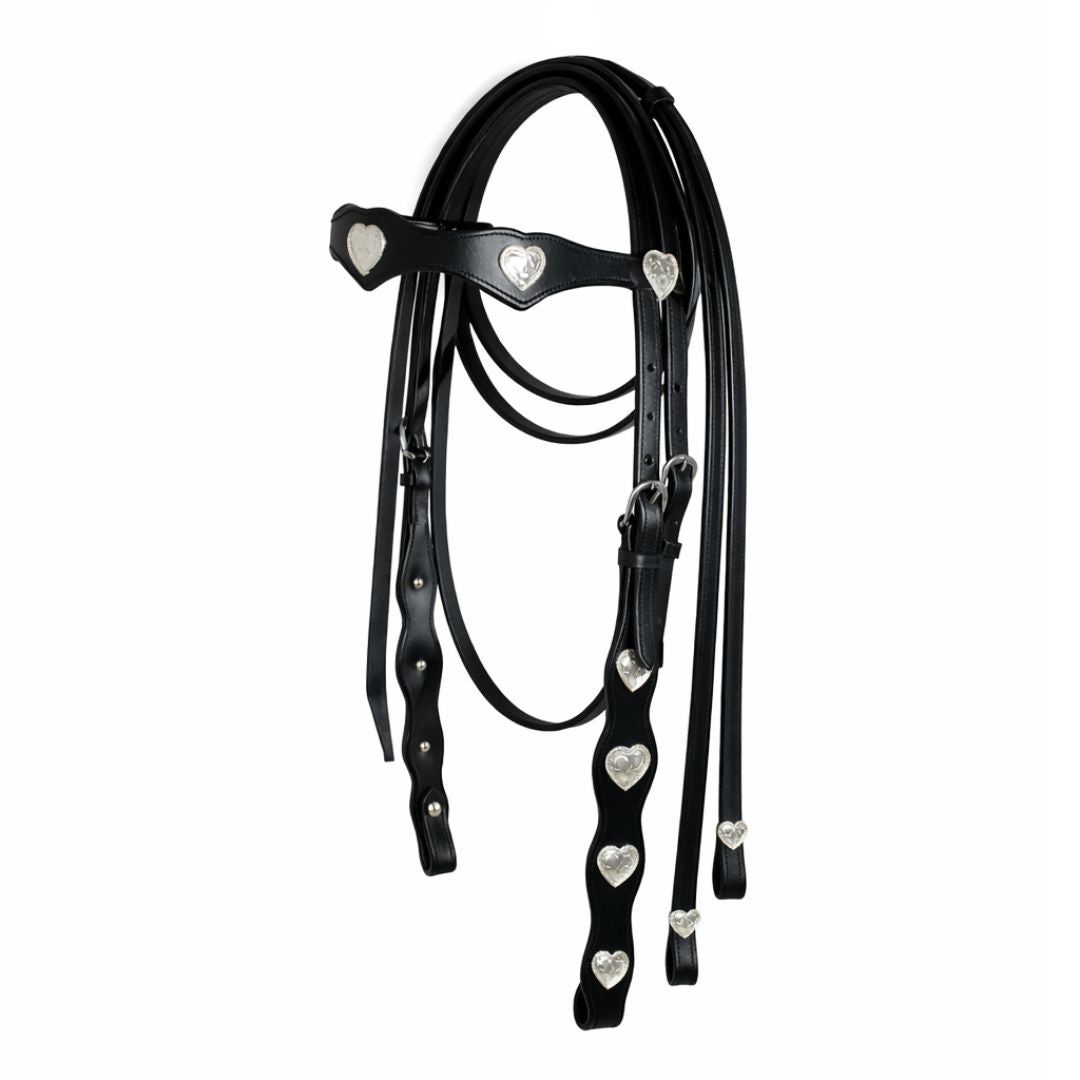 Hand-Tooled Leather Headstall & Split Reins – Decorative Western Horse Tack