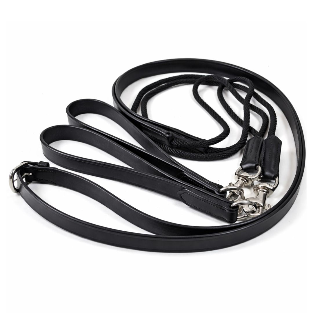 Genuine Leather & Rope Riding Reins – Handcrafted Equestrian Reins with Secure Bit Attachments