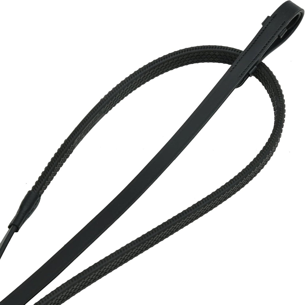 Premium Leather Rubber Grip Reins – Non-Slip Equestrian Reins with Secure Billet Ends