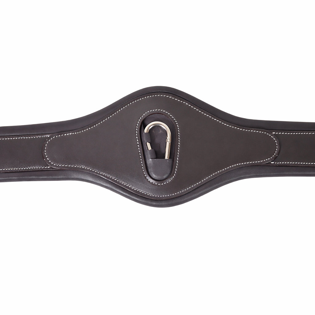 Genuine Leather Horse Girth – Padded Comfort Girth with Center Snap & Elastic Ends