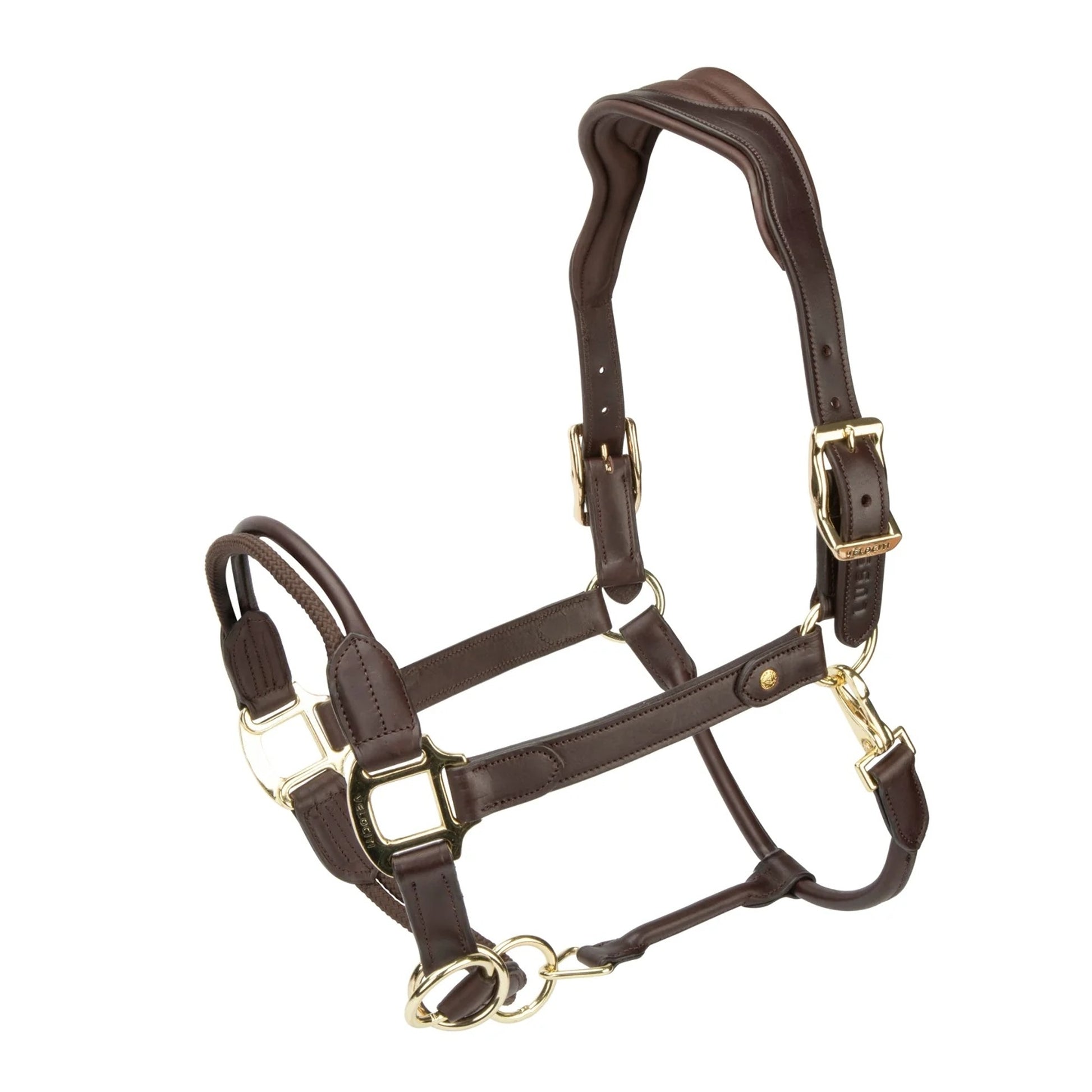Ergonomic Genuine Leather Control Halter – Premium Horse Headcollar with Rope Noseband
