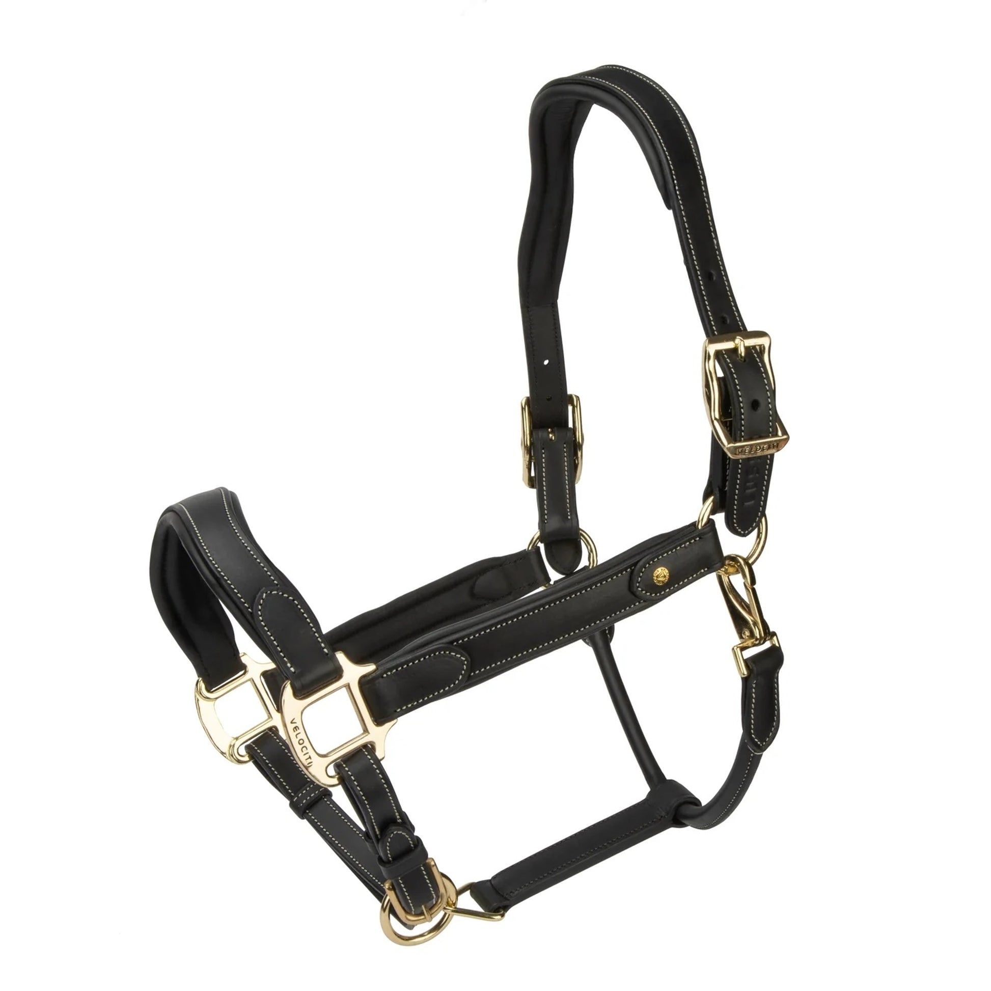 Anatomical Comfort Genuine Leather Horse Halter – Luxury Padded Headcollar with Solid Brass Hardware