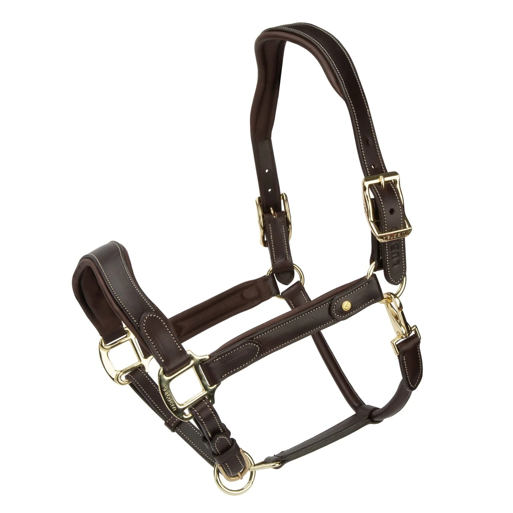 Anatomical Comfort Genuine Leather Horse Halter – Luxury Padded Headcollar with Solid Brass Hardware