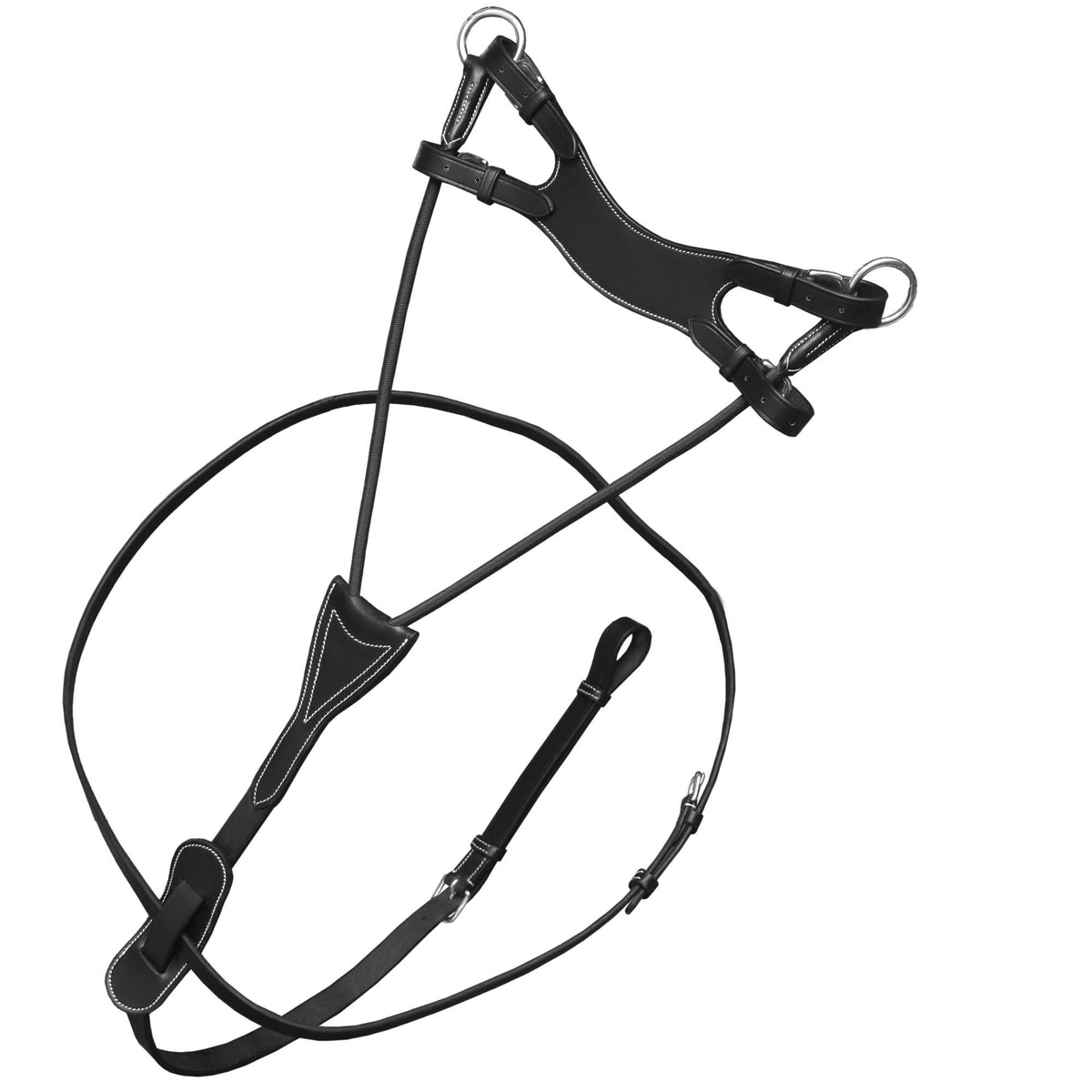 Round Elastic Leather Running Martingale – Flexible Training Fork & Adjustable Fit