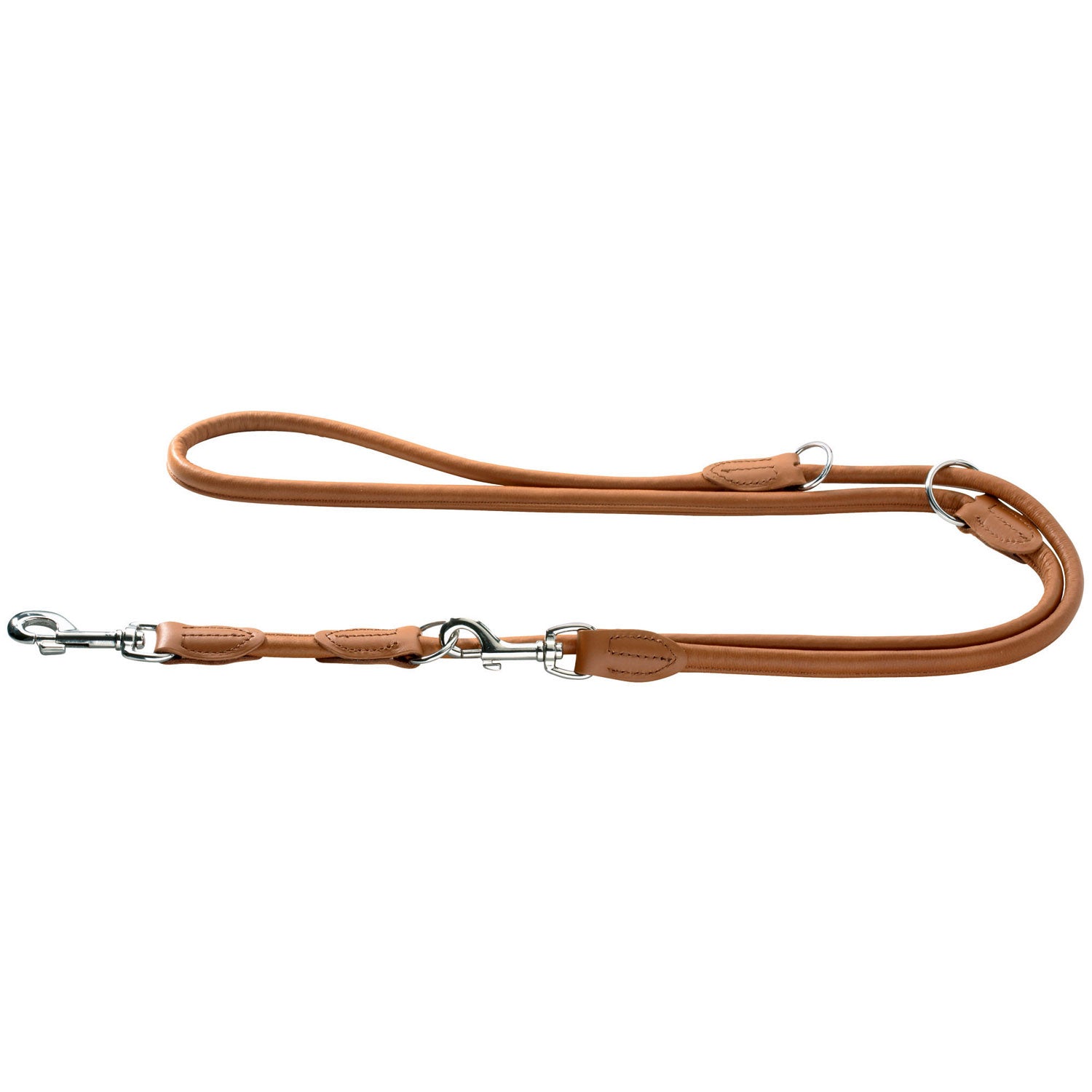 Round Genuine Leather Training Dog Leash – Adjustable Soft Leather Lead with Brass Hardware