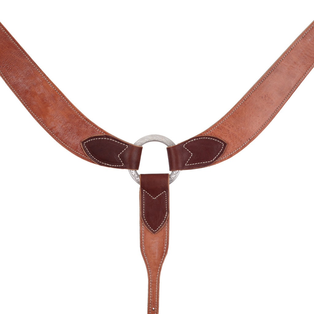 Premium Hermann Oak Leather Pulling Breast Collar – Floral Stainless Steel Western Tack