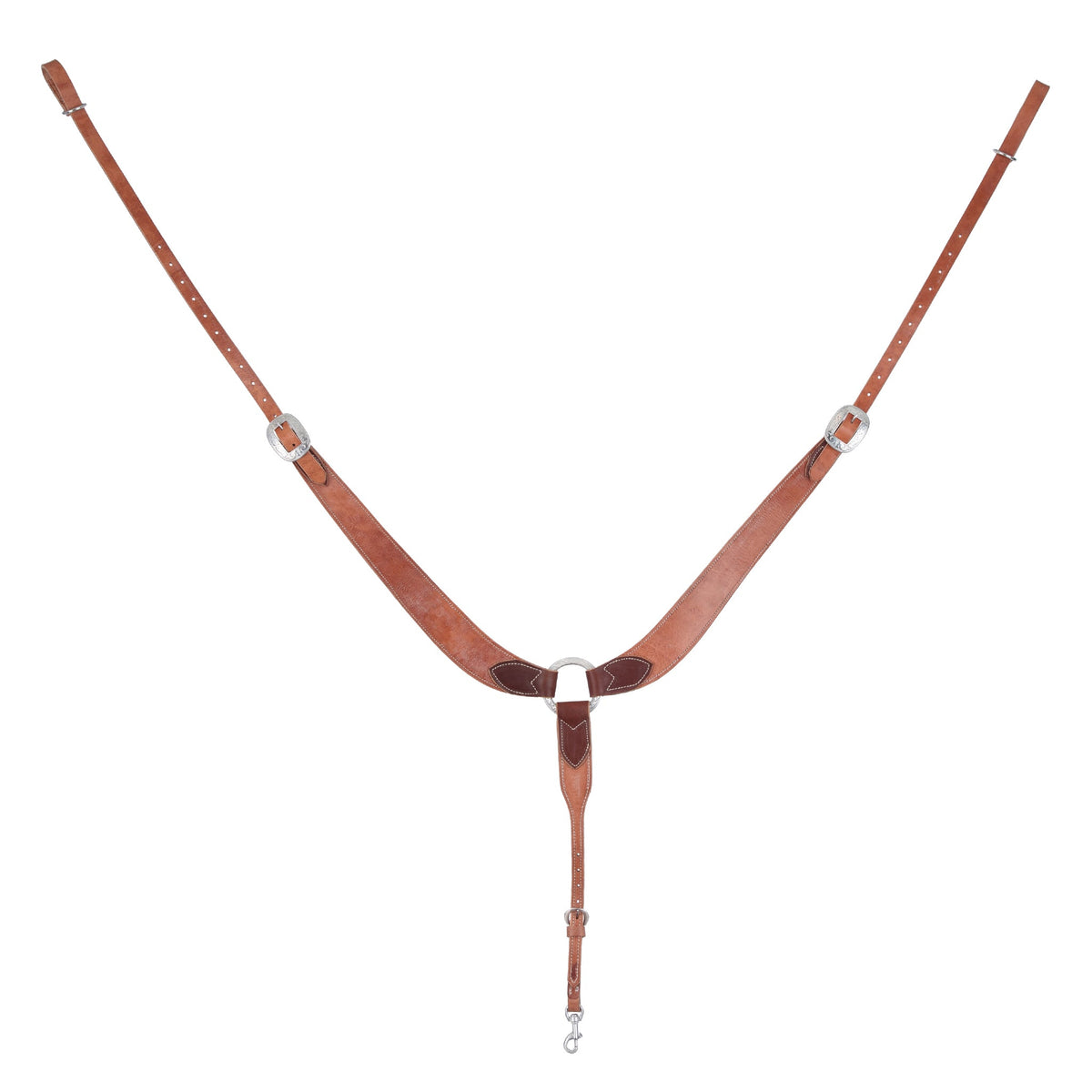 Premium Hermann Oak Leather Pulling Breast Collar – Floral Stainless Steel Western Tack