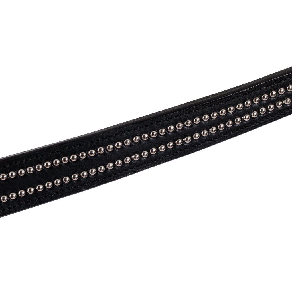 Premium English Bridle Leather Tapered Breast Collar – Floral Stainless Steel Western Tack