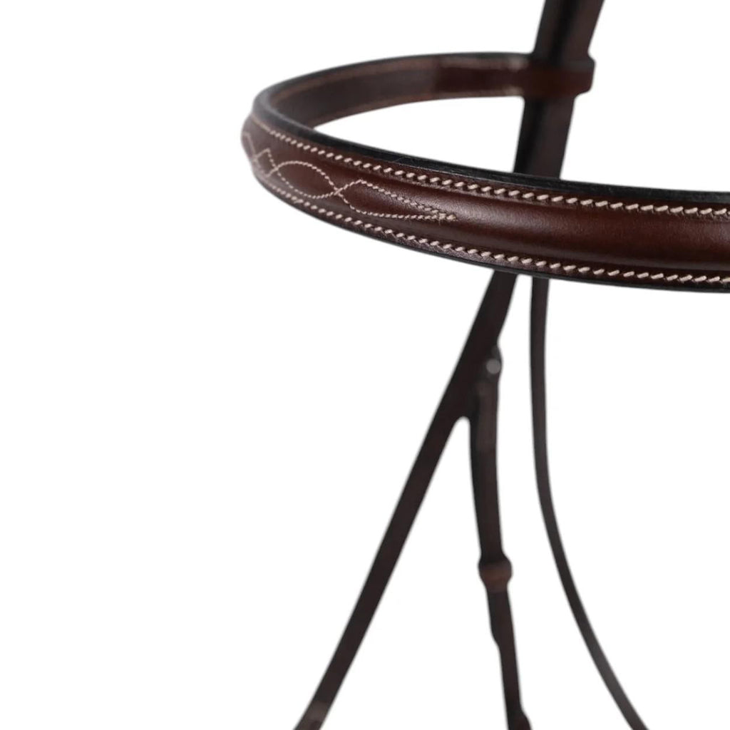 Heritage Wide Nose Hunter Bridle – Premium Buffalo Leather English Bridle with Raised Fancy Stitching & Padded Crown