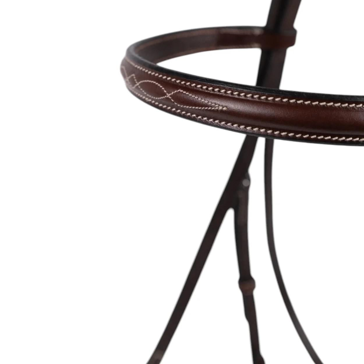 Heritage Wide Nose Hunter Bridle – Premium Buffalo Leather English Bridle with Raised Fancy Stitching & Padded Crown