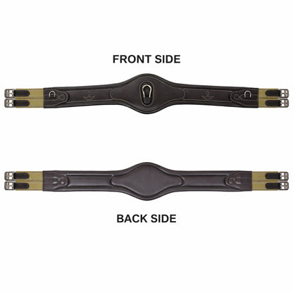 Genuine Leather Horse Girth – Padded Comfort Girth with Center Snap & Elastic Ends