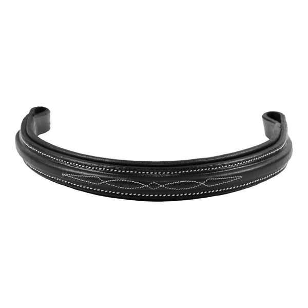 Premium Fancy Square Raised Padded Genuine Leather Browband – Handcrafted English Bridle Accessory
