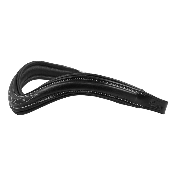 Premium Fancy Square Raised Padded Genuine Leather Browband – Handcrafted English Bridle Accessory