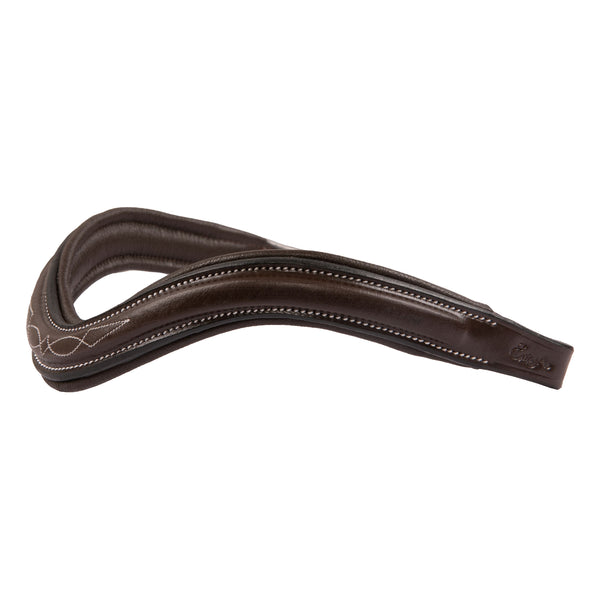 Premium Fancy Square Raised Padded Genuine Leather Browband – Handcrafted English Bridle Accessory