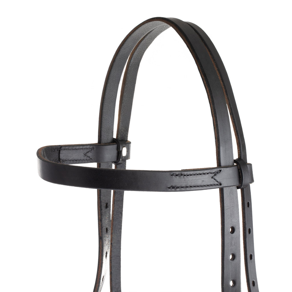 Stealth Performance Bitless Bridle – Slim Black Buffalo Leather Sidepull Bridle with Rope Noseband