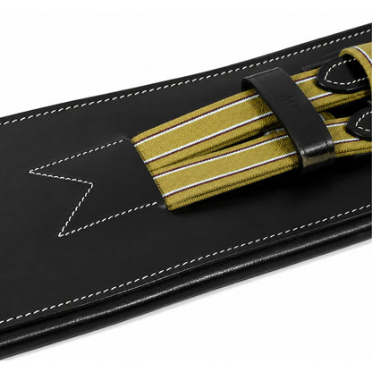 Contoured Leather Dressage Girth – Soft Padded Horse Girth with Flexible Elastic Ends