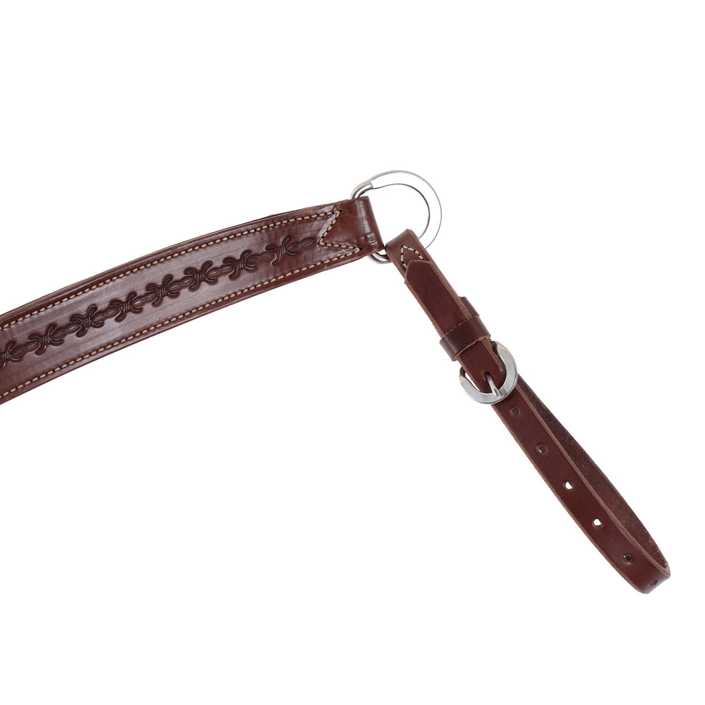 Hand-Tooled Barbed Wire Leather Breast Collar – Contoured Western Horse Tack