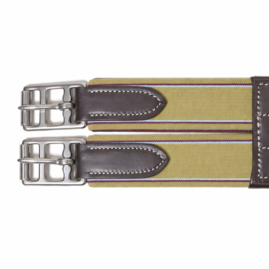 Genuine Leather Horse Girth – Padded Comfort Girth with Center Snap & Elastic Ends