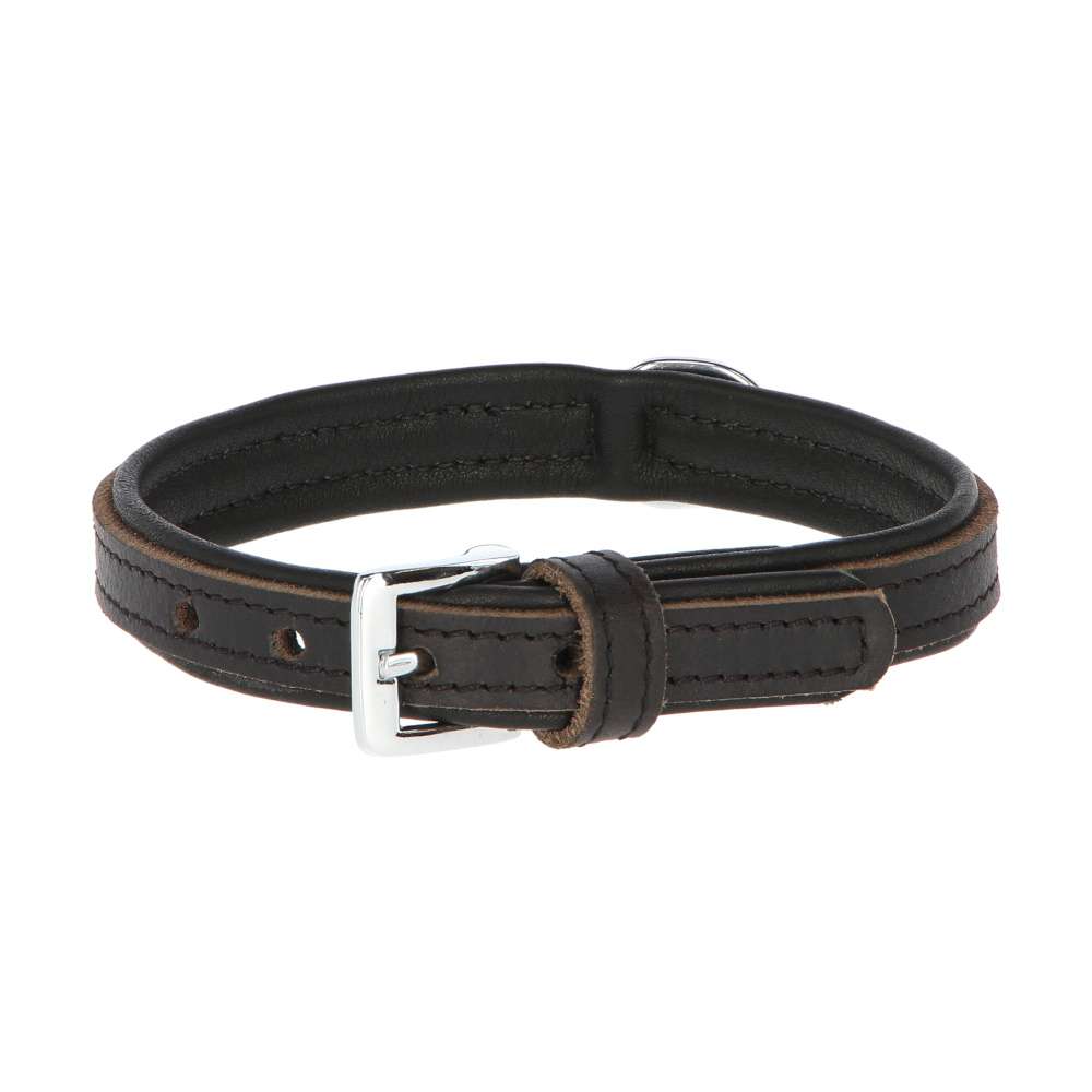 Premium Padded Genuine Leather Dog Collar – Soft Lined Leather Collar with Chrome Hardware