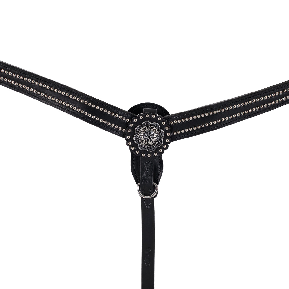 Premium English Bridle Leather Tapered Breast Collar – Floral Stainless Steel Western Tack