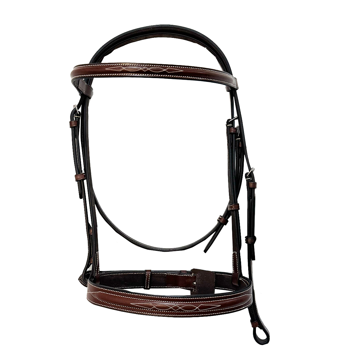 Heritage Wide Nose Hunter Bridle – Premium Buffalo Leather English Bridle with Raised Fancy Stitching & Padded Crown
