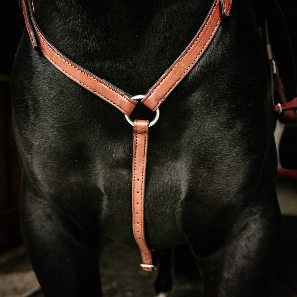 Handcrafted Edge Sewn Leather Stockman’s Breastplate – Adjustable Saddle Support